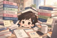 本に埋もれた男性