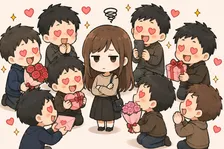 女性に群がる男性