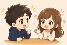 会話する男女